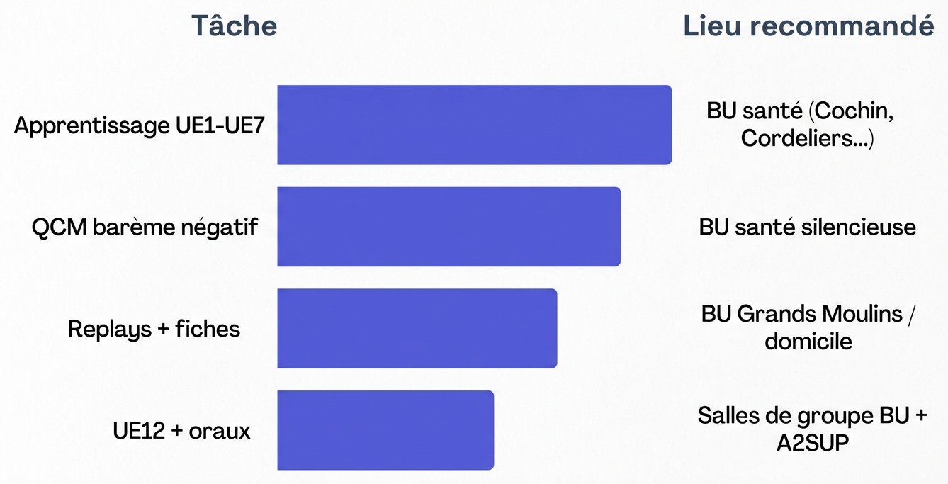 Associer chaque type de travail PASS à un lieu adapté maximise l’efficacité.